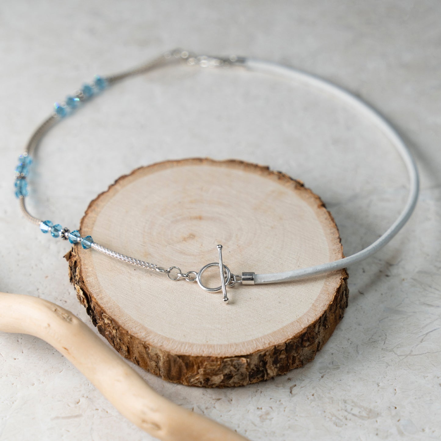 Balance Birthstone Aquamarine Crystal Necklace (March)