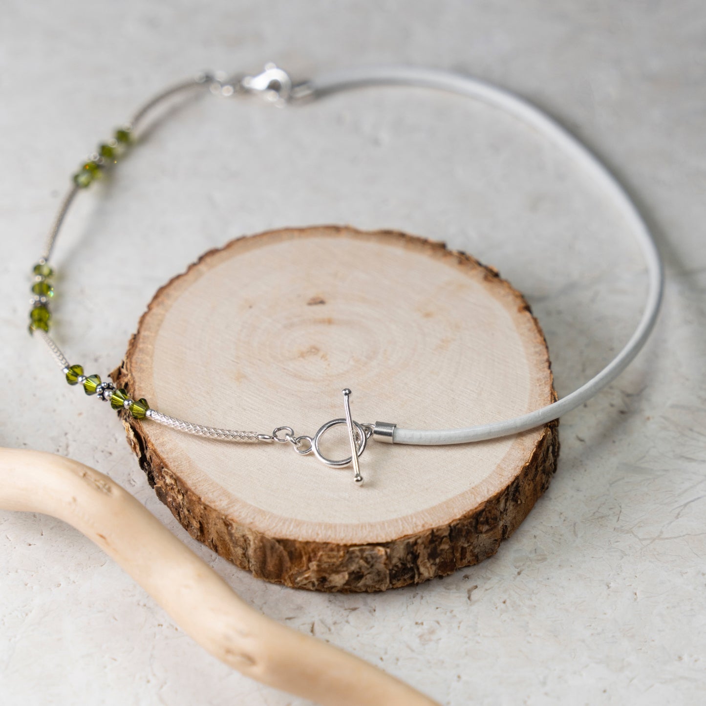 Balance Birthstone Olive Crystal Necklace (August)