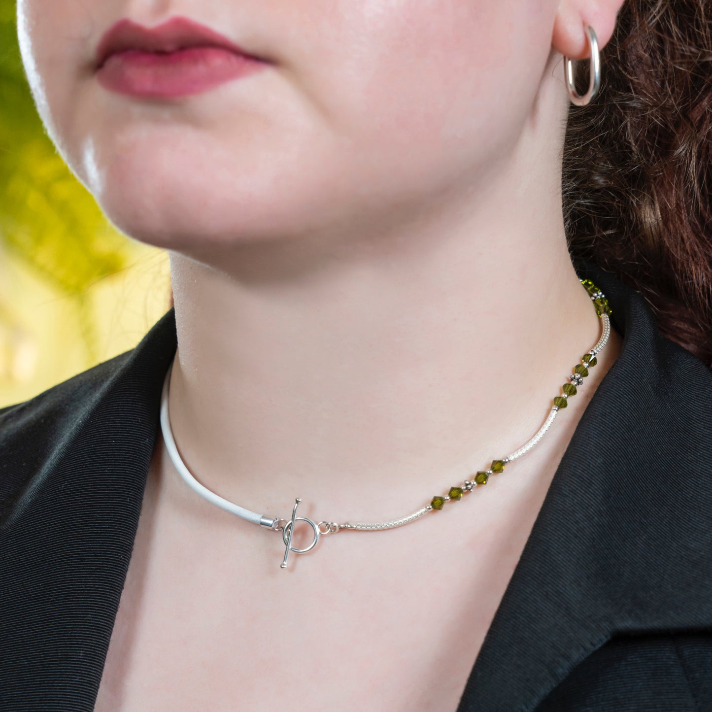 Balance Birthstone Olive Crystal Necklace (August)