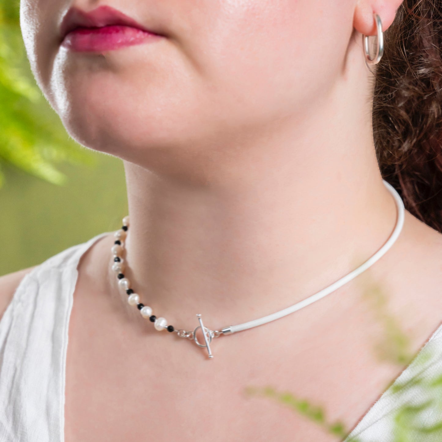 Balance Pearl Black Spinel Stone Necklace