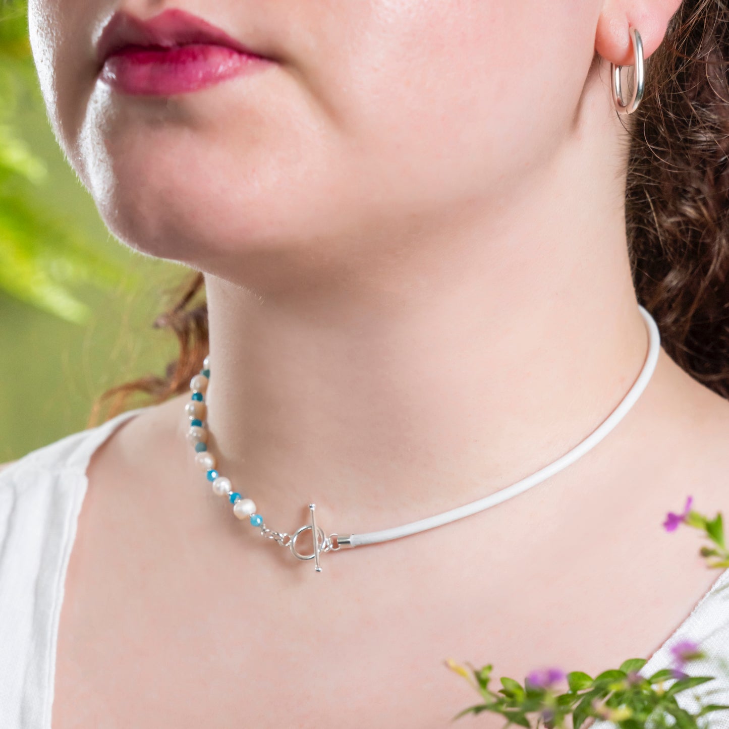 Balance Pearl Blue Apatite Stone Necklace