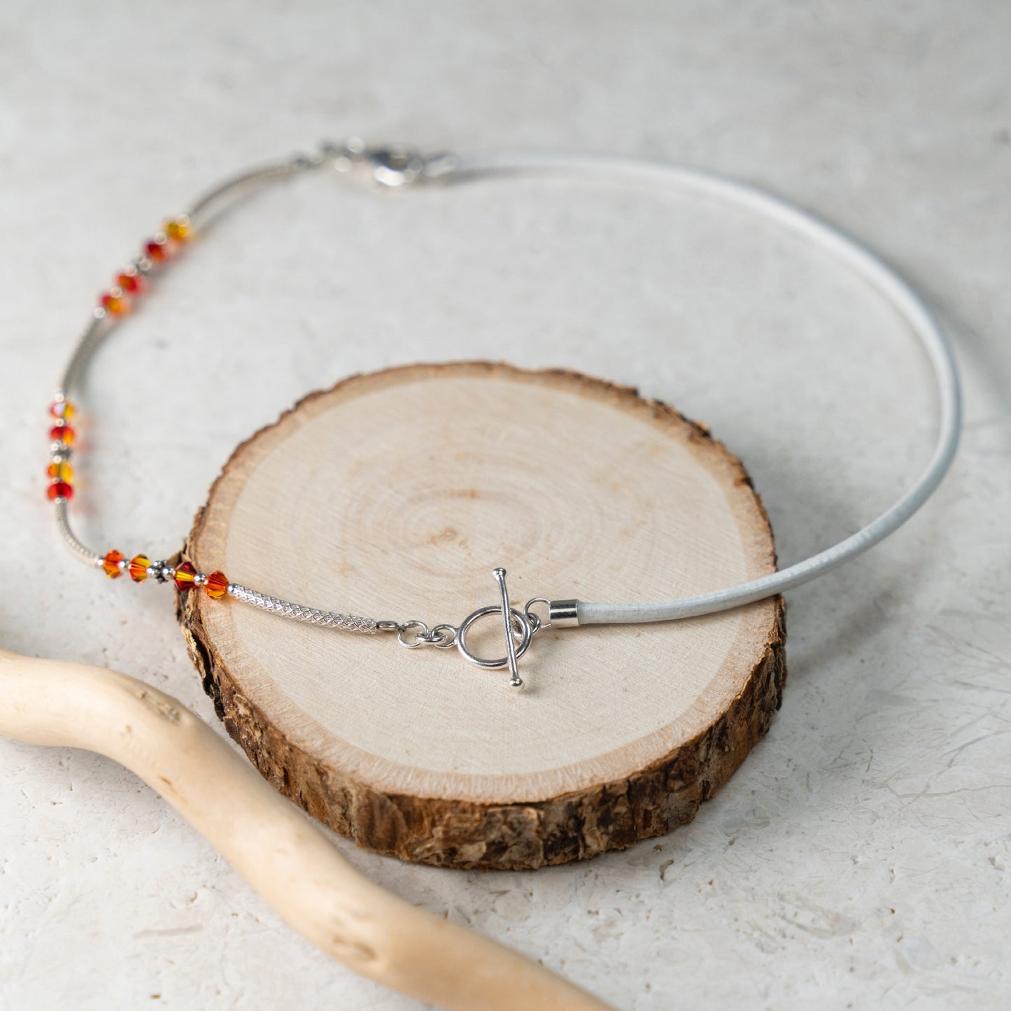 Balance Birthstone Fire Opal Crystal Necklace (July)