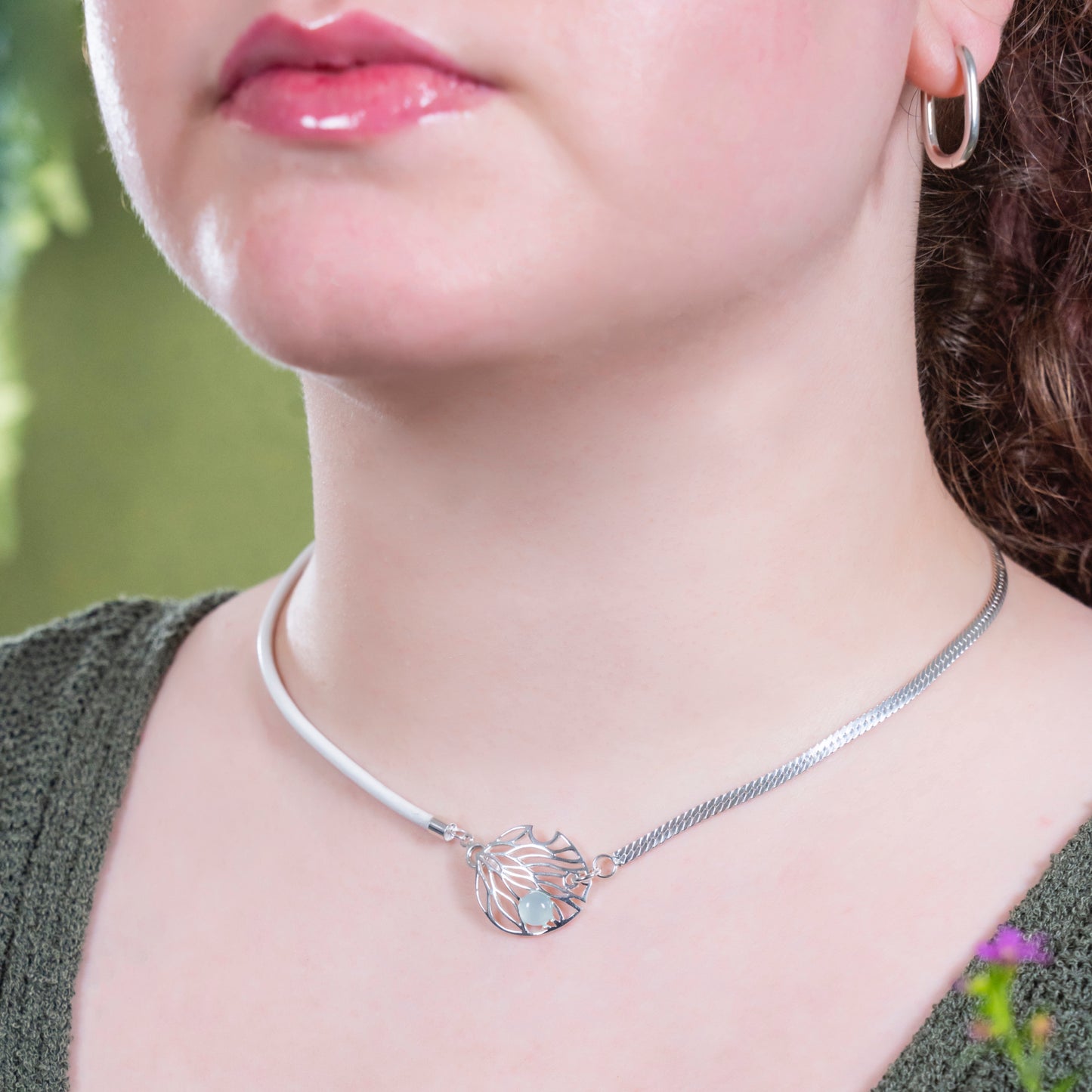 Nexus Collection Conch Chalcedony Charm Necklace