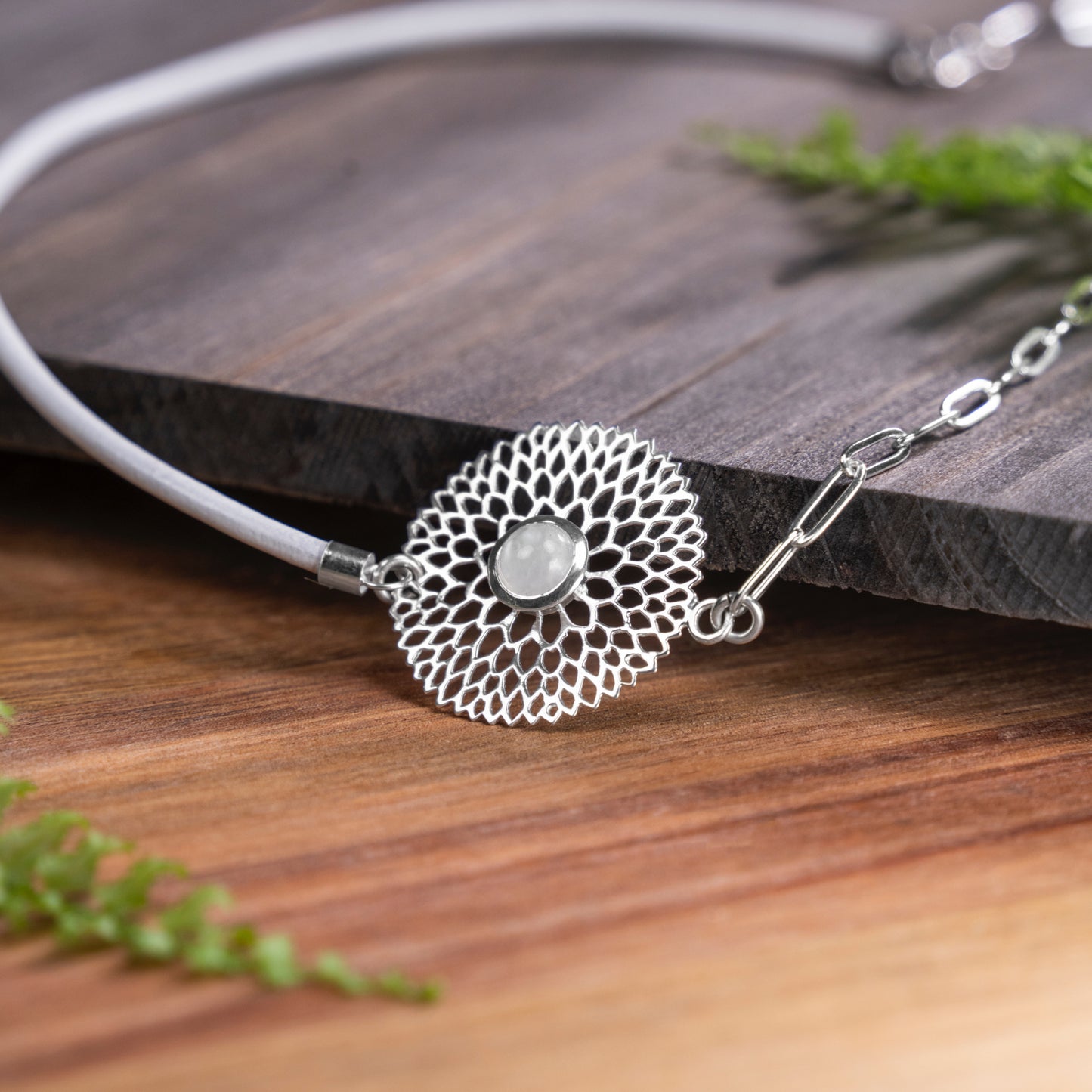 Nexus Collection Flower Moonstone Charm Necklace