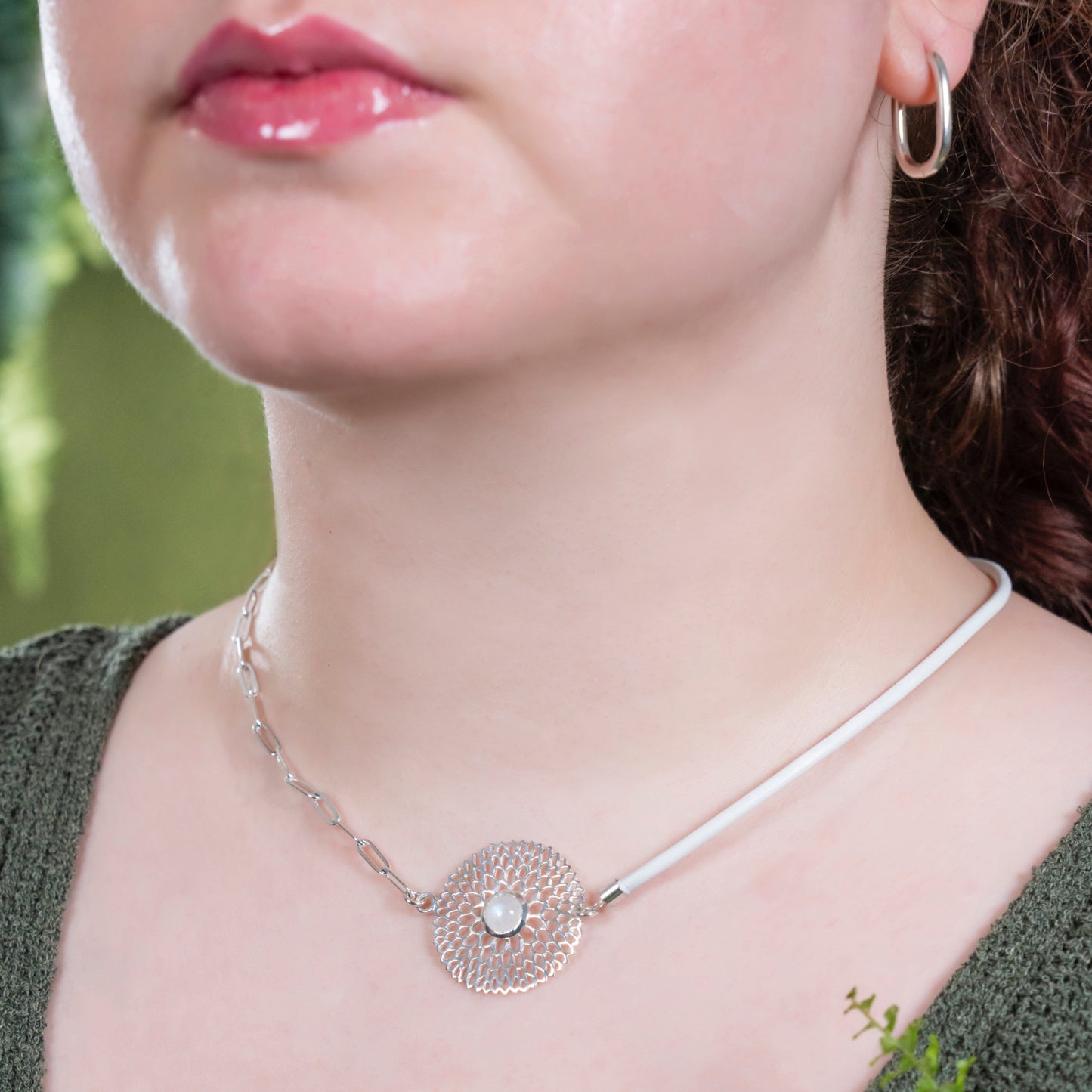 Nexus Collection Flower Moonstone Charm Necklace