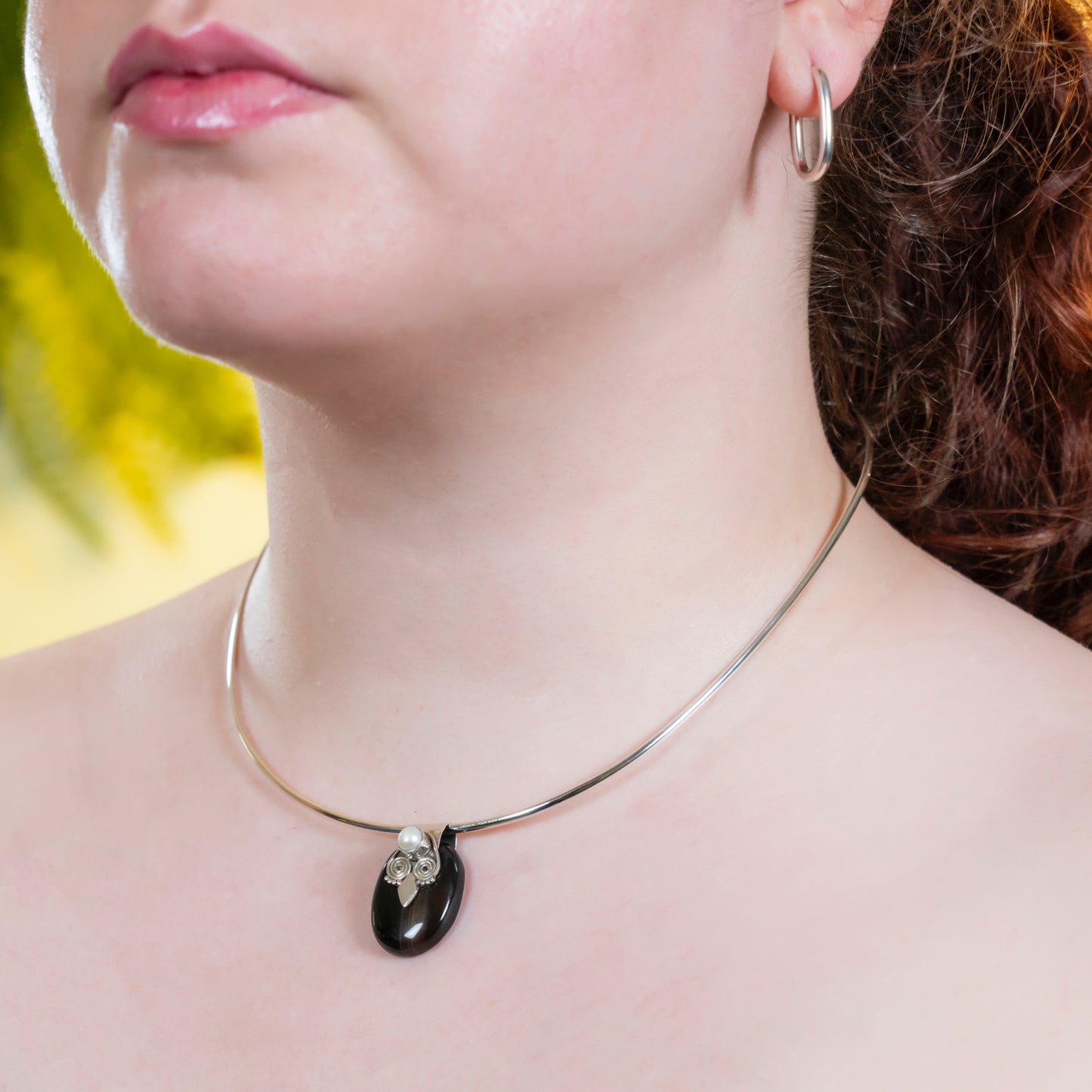 Balance Pendant Black Agate Stone