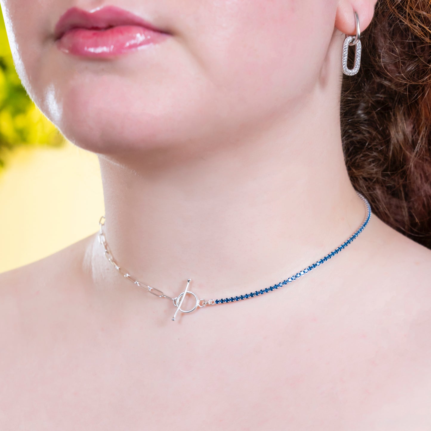 Balance Shine Blue Sapphire Crystal Necklace