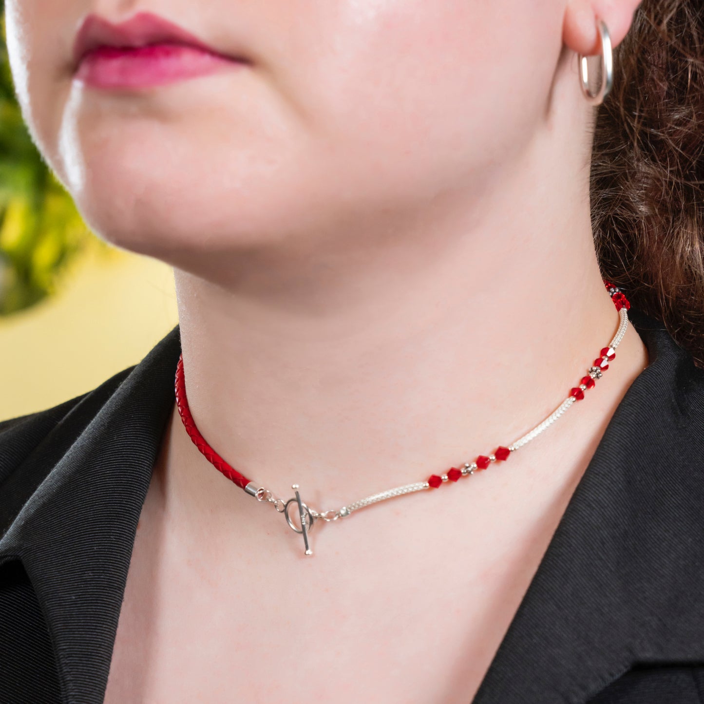 Balance Birthstone Love Red Crystal Necklace (January)