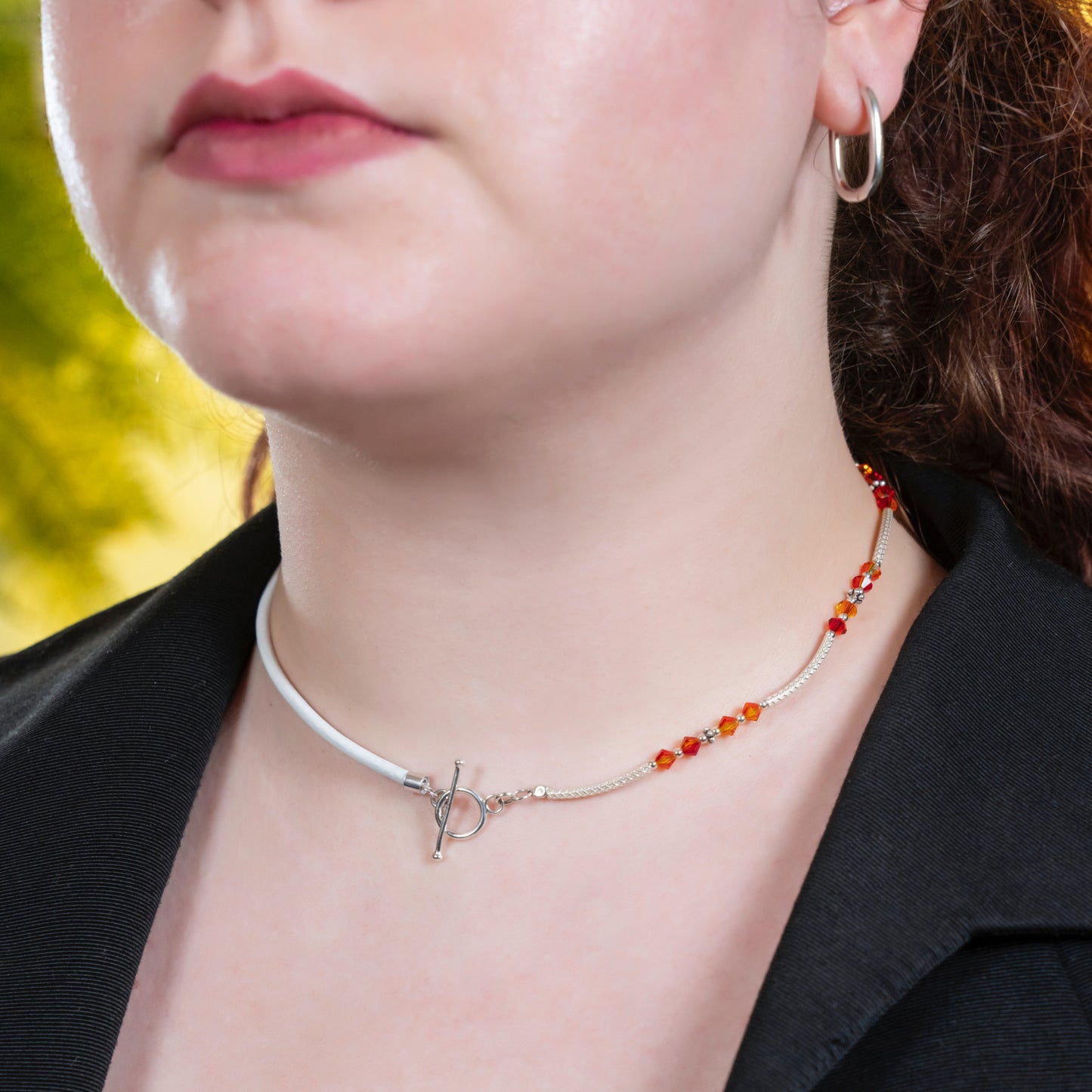 Balance Birthstone Fire Opal Crystal Necklace (July)