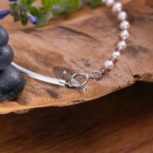 Balance Pearl Pink Tourmaline Stone Necklace