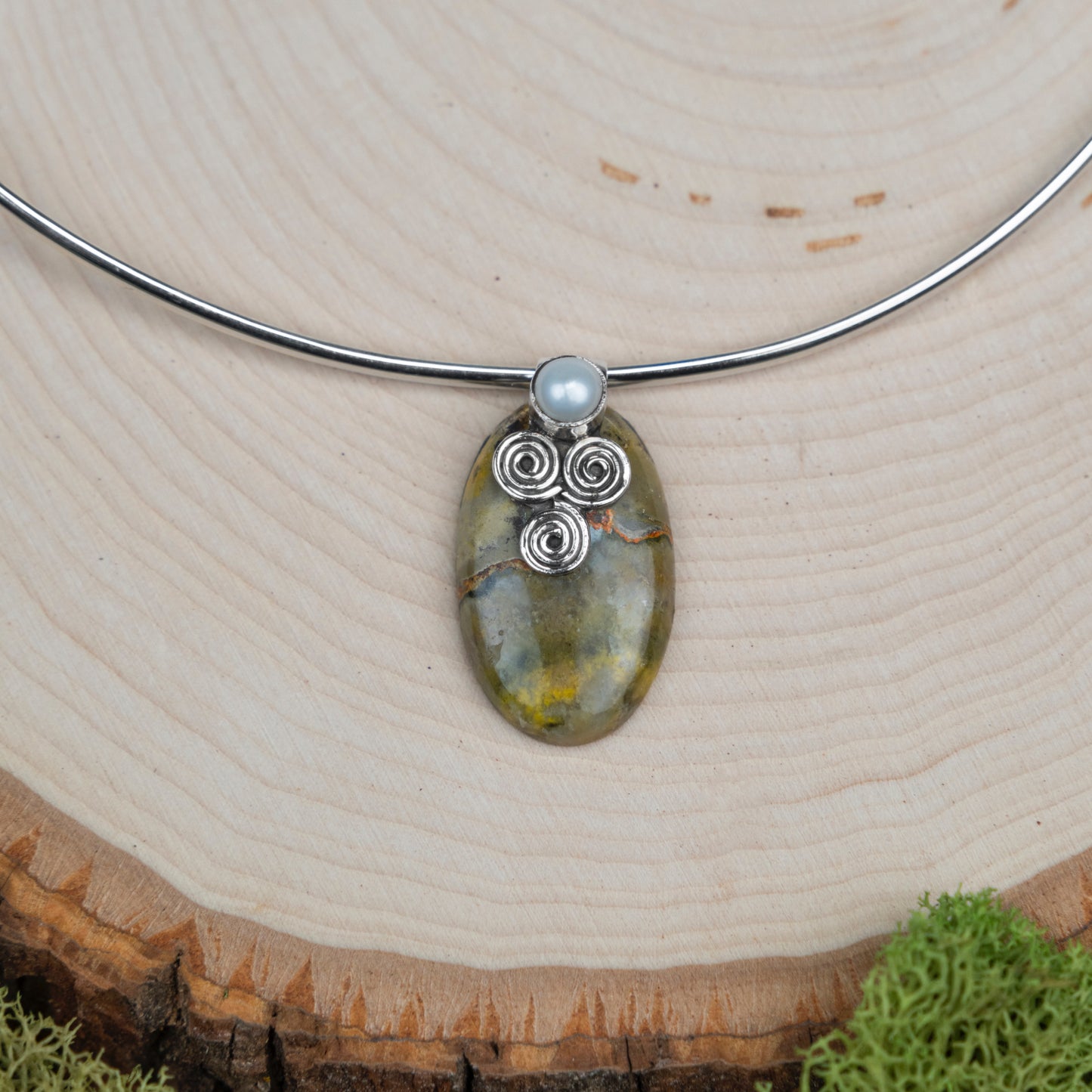 Balance Pendant Green/Yellow Agate