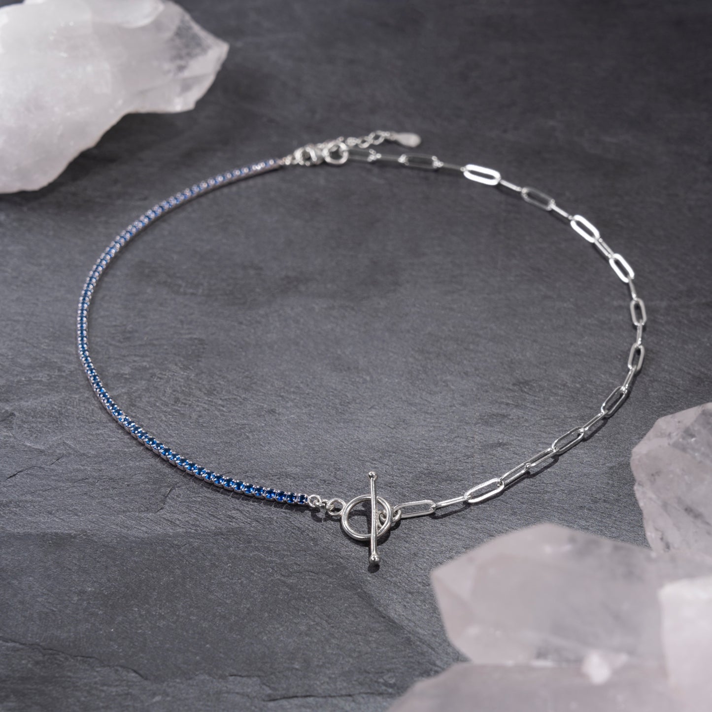 Balance Shine Blue Sapphire Crystal Necklace